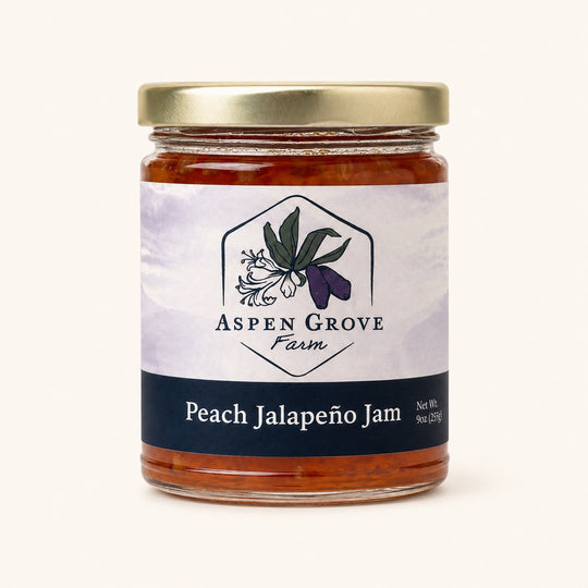 Peach Jalapeño Jam by Aspen Grove Farm — studio product photograph