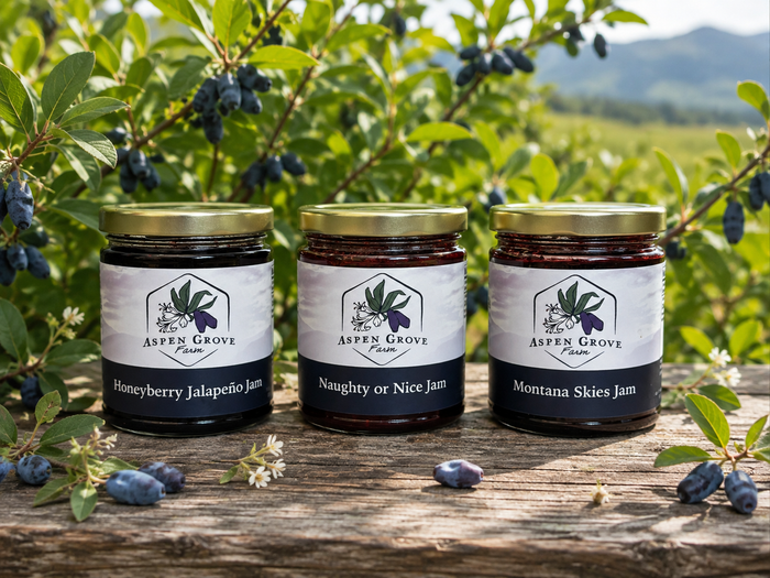 Trio of Aspen Grove honeyberry jams