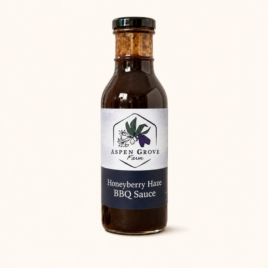 Honeyberry Haze BBQ Sauce by Aspen Grove Farm — studio product photograph