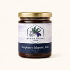 Raspberry Jalapeno Jam by Aspen Grove Farm — studio product photograph