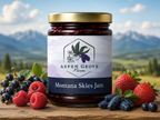 Montana Skies Jam jar with mountain backdrop